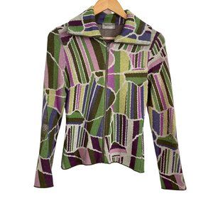 Missoni Sport Knit Sweater Jacket Retro Flower Lightweight Full Zip up  AS IS